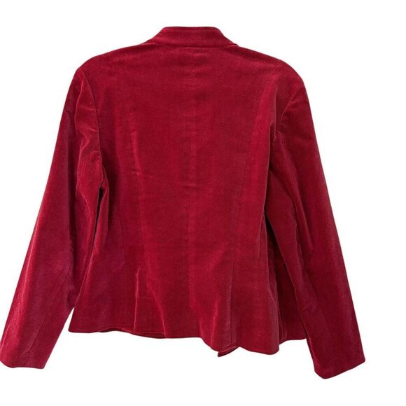 Talbots Jacket Womens Petite Medium Red Corduroy Stretch Zip Front Mock Neck - Picture 5 of 8
